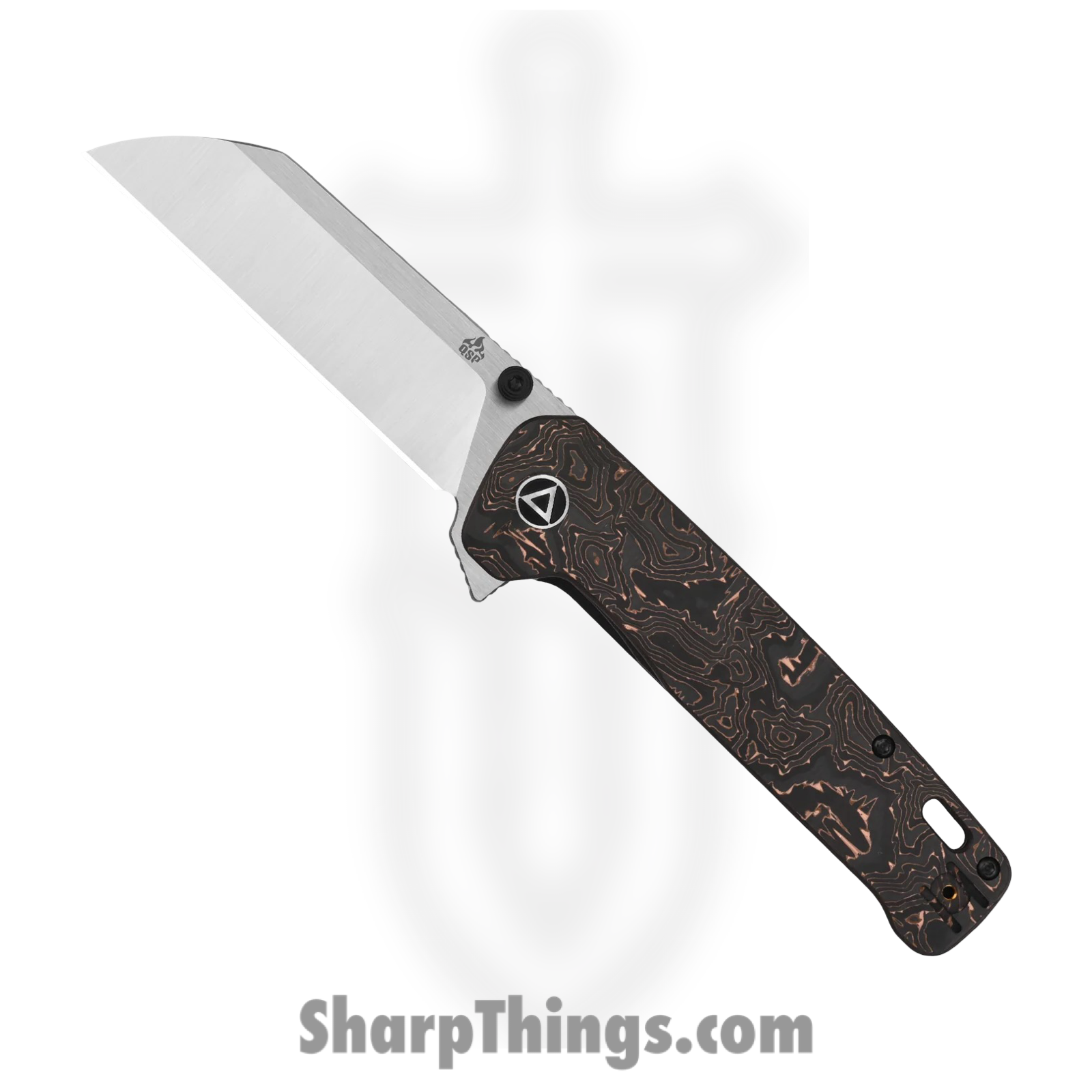 3c3ec0b4-e46e-4fb3-9093-1e83105c0a56_QS130XLE1_1.png QSP - QS130XLE1 - Penguin Plus - Folding Knife - CPM-20CV Satin Sheepsfoot - Titanium/CF - Black/Copper - Image 1
