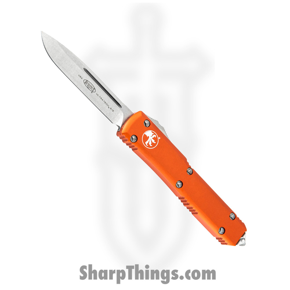3c69030e-70f4-4b89-9a45-927353837906_121-10OR_1.jpg Microtech - 121-10OR - Ultratech - OTF Auto - Elmax, M390, 204P Stonewash Drop Point - 6061-T6 Aluminum - Orange - Image 1