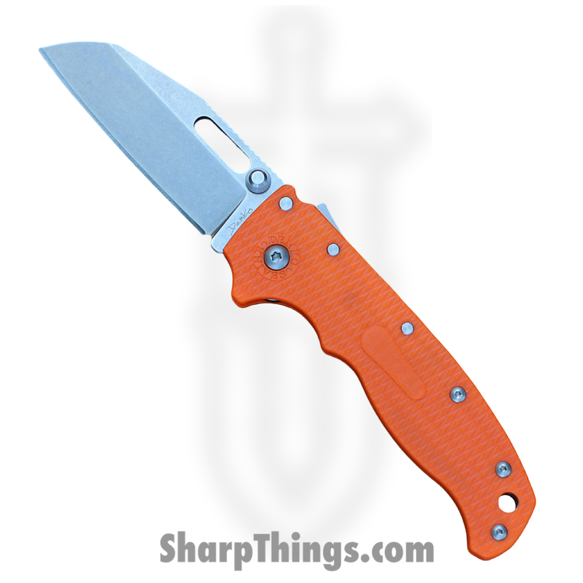 3caabe24-b1c4-4096-9c16-121be7e335aa_DEMAD205F23_1.jpg Demko Knives - DEMAD205F23 - AD 20.5 - Folding Knife - AUS-10A Stonewash Shark Foot - Grivory - Orange - Image 1