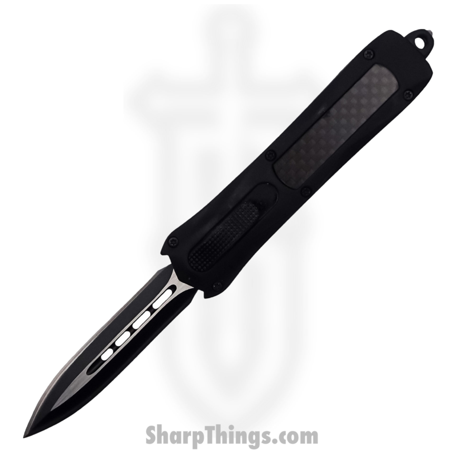 3d50a379-a528-474d-861d-4453db58eae1_SBA163DGBK_12.jpg Steel River Knives - SBA163DGBK - Mini Sidewinder OTF Auto - 440 2 Tone Dagger - Black - Image 1