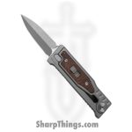 Reate Knives - ExoMinSwDgBu - Mini Exo - Gravity Knife - CPM-3V Stonewashed Dagger - Micarta - Burlap