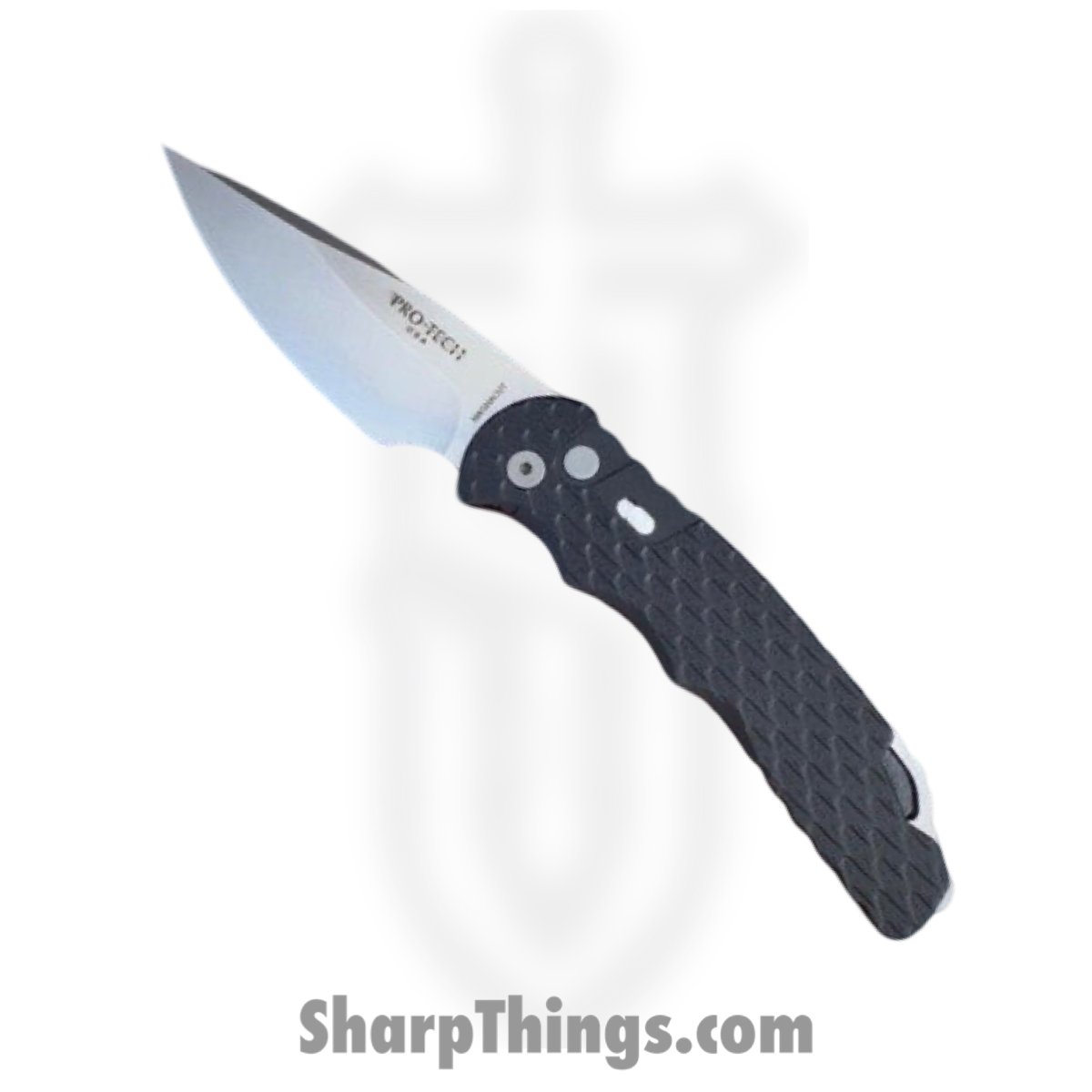 3dbfc05e-19fc-4a8a-9897-d6058d373462_T4105-F_1.jpg ProTech - T4105 F - Tactical Response 4 - Automatic Knife - CPM MagnaCut Stonewash Drop Point - Aluminum Feather Texture - Black - Image 1