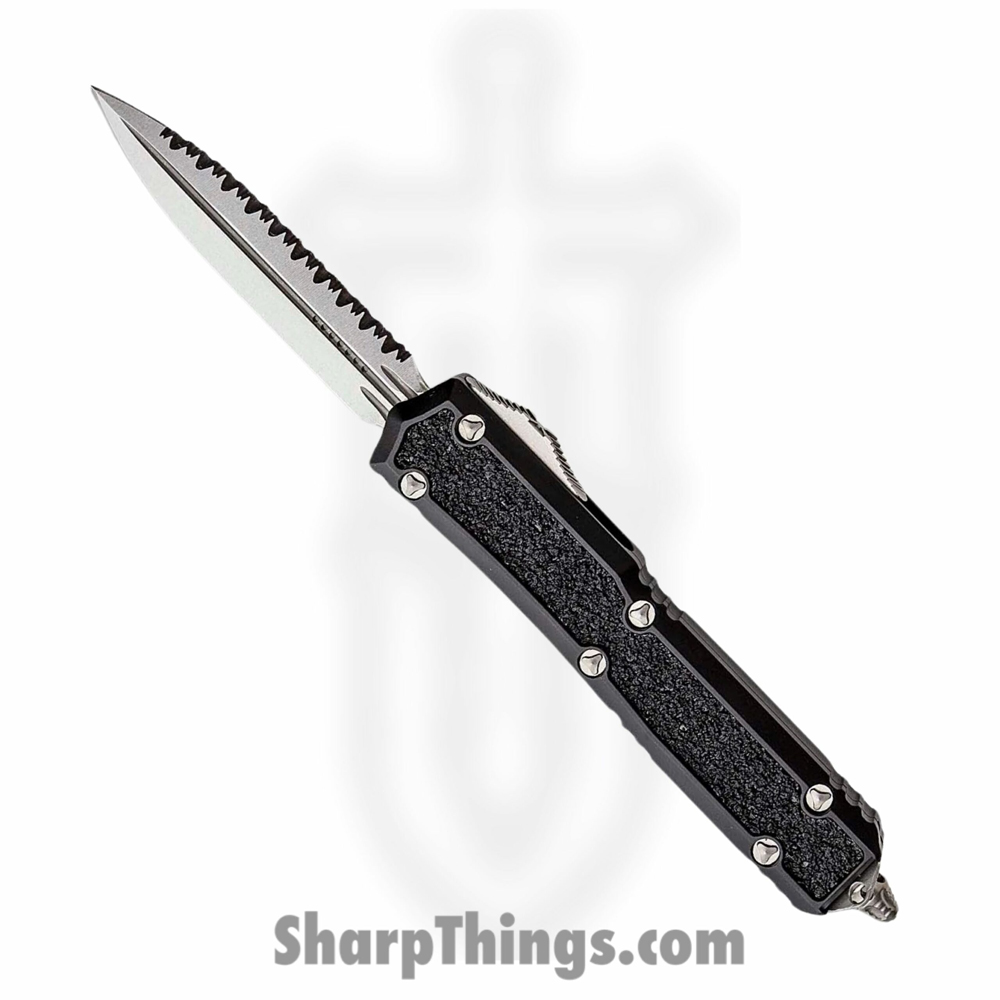 3e2acc69-90e5-4f6c-9989-c80dbae3d65d_206-12S_1.jpg Microtech - 206-12S - Makora 2021 Signature Series - OTF Auto - Elmax, M390, 204P Stonewash Dagger - Aluminum/Traction Inlay - Black - Image 1