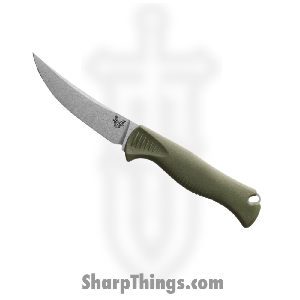 3e68bb5a-ae8a-4224-a71f-e14c207c8130_15505_1.jpg Benchmade - 15505 - Meatcrafter 4" - Fixed Blade Knife - CPM-154 Stonewash Trailing Point - Santoprene - Dark Olive - Image 1
