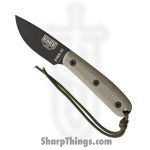 ESEE - ES3HM - Model 3 - Fixed Blade Knife - 1095 HC Coated Drop Point - Canvas Micarta - Green