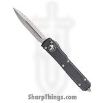 Microtech - 122-6 - Ultratech - OTF Auto - Elmax, M390, 204P Satin Dagger - 6061-T6 Aluminum - Black