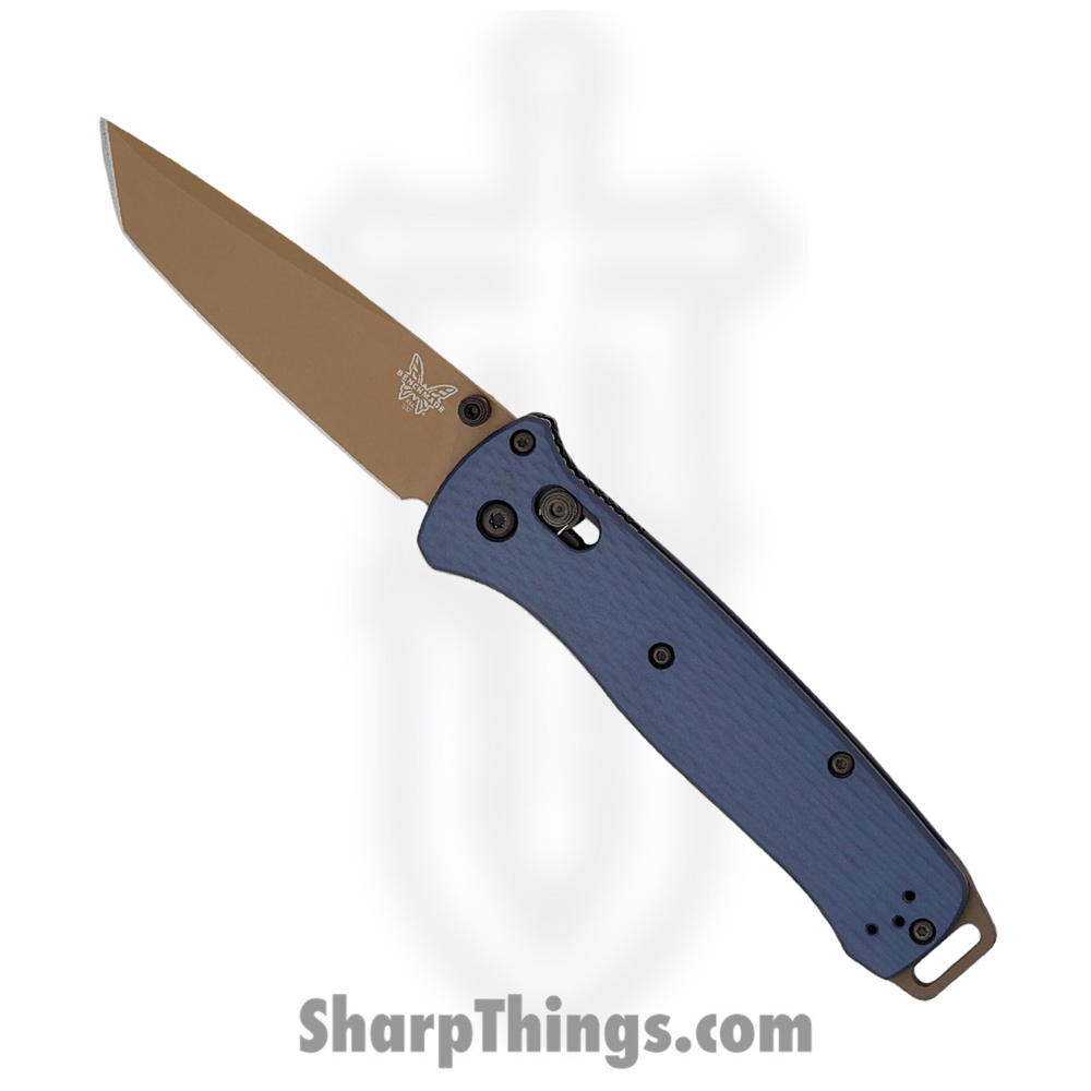 3f86438b-050f-4c5a-9fb5-a76c5ab5dfdb_537FE-02_1.jpg Benchmade - 537FE-02 - Bailout - Folding Knife - Flat Dark Earth Cerakote M4 Tanto - Aluminum - Crater Blue - Image 1
