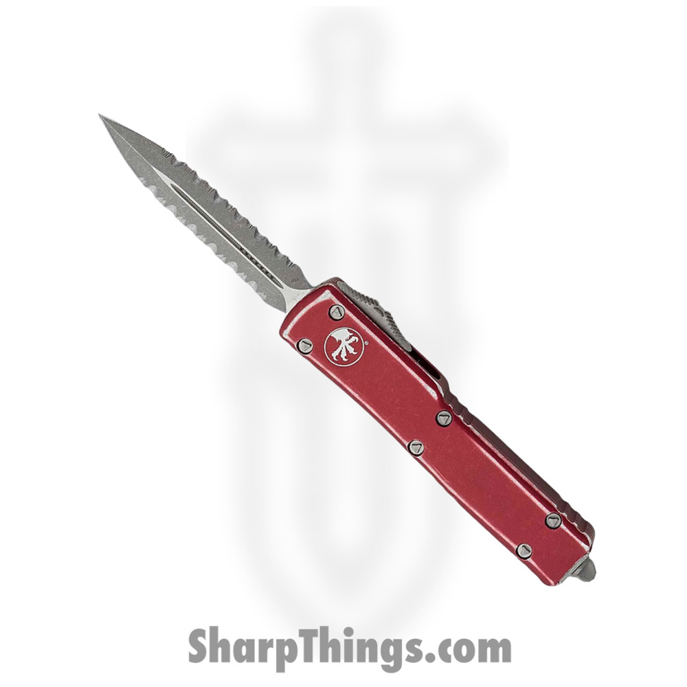3fe51592-6346-4ca6-92cd-221f2bc5006a_147-D12DMR_1.jpg Microtech - 147-D12DMR - UTX-70 - OTF Auto - Elmax Apocalyptic Dagger - 6061-T6 Aluminum - Distressed Merlot - Image 1
