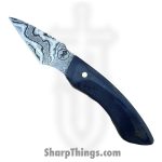 Royalty Rings Co. - RRC-Nyx-10 - Nyx - Fixed Blade Knife - Baker Forge Icestorm -Wavy Damascus Kiridashi - G-Carta - Denim