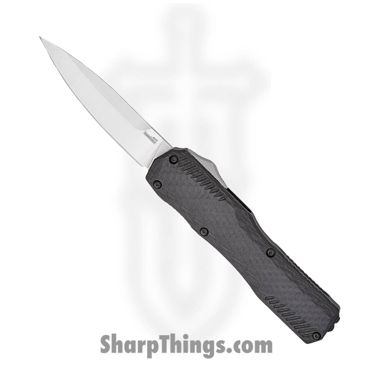 41096577-cdea-4dca-9a7e-aef9a2cb8c71_KS9000CF_1.jpg Kershaw - KS9000CF - Livewire - OTF Auto - CPM MagnaCut Stonewash Spear Point - 6061-T6 Aluminum with CF Top - Black - Image 1