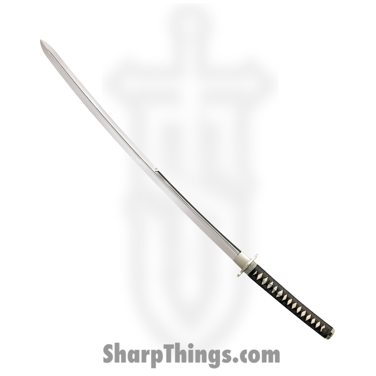 4404d397-54bb-46a1-a1d2-3b194ce2014c_CS88DEC_1.jpg Cold Steel - CS88DEC - Double Edge Katana - Fixed Blade Knife - 1055HC Polished - Ray Skin with Black Silk Braid and Brass Menuki - Black - Image 1