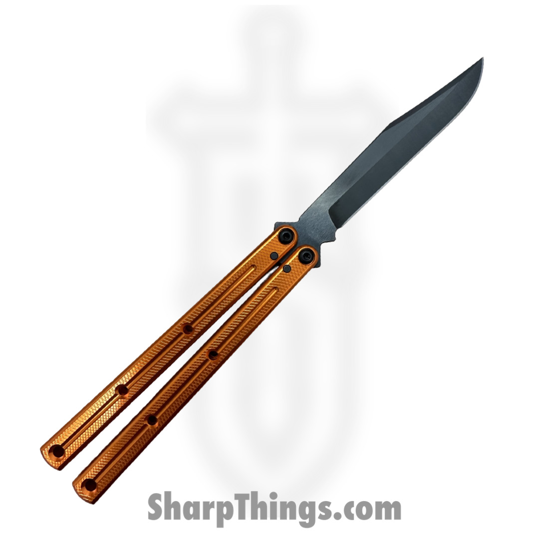 4515d333-ac44-4966-96a3-d3af454b07f0_09BWALDC01OR_1.jpg Squid Industries - 09BWALDC01OR - Krake Raken Inked V2.5 Bowie Balisong Knife - AEB-L 7075 - Orange and Black - Image 1