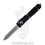 Microtech - 223-11 - Ultratech - OTF Auto - Elmax, M390, 204P Stonewash Spartan - 6061-T6 Aluminum - Black