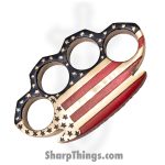 VOC - BR-300-USF - American Flag Brass Knuckle - Solid Brass - Gold Red Blue