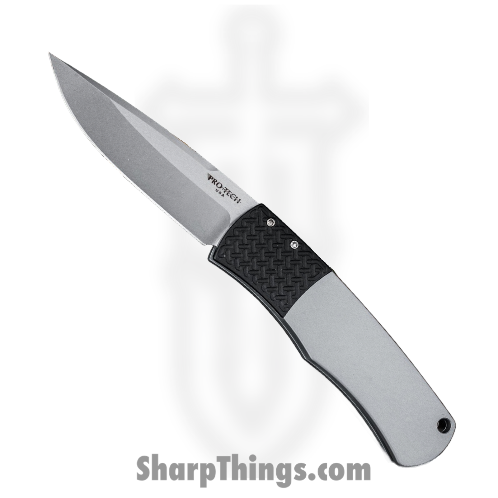 46193db4-c6fe-4302-b21f-15132aba6aa2_BR-1.3-LTD-Grey_1.png ProTech - BR-1.3 LTD-Grey - Magic Whiskers - Automatic Knife - 154CM Stonewash Drop Point - Aluminum - Grey - Image 1