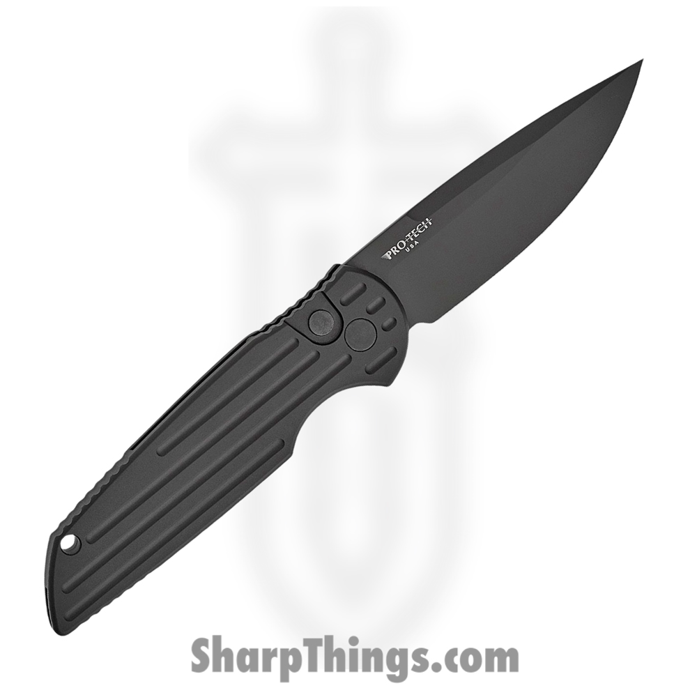 46372d4e-a0a2-43ef-a743-94fc80f86eb5_TR-3-L-2_1.jpg ProTech - TR-3 L-2 - Tactical Response 3 Left Handed "Swat Style" - Automatic Knife - 154CM DLC Drop Point - 6061-T6 Aluminum Grooved - Black - Image 1