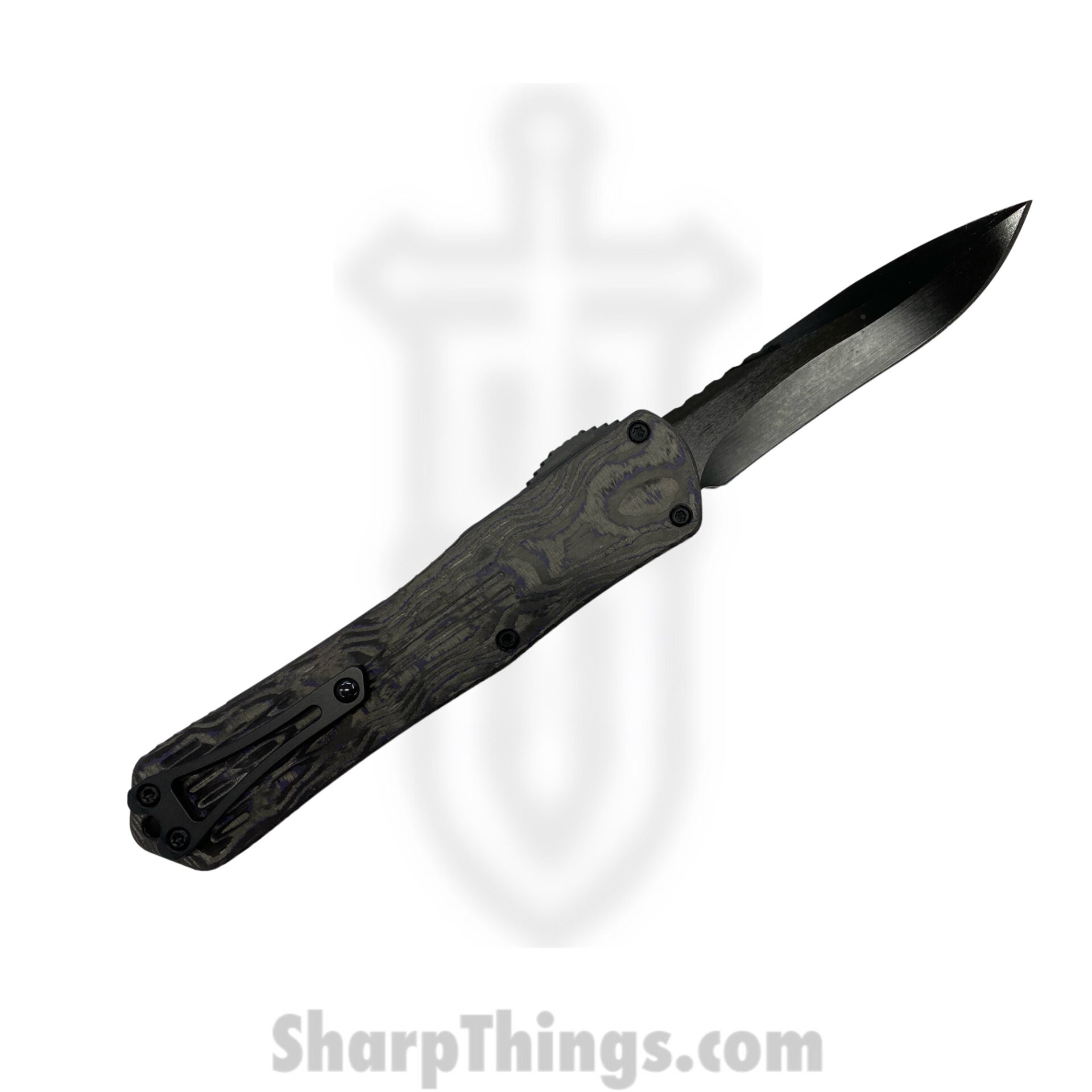 4676503f-a349-4d14-ad64-24a5369cb541_H033-6A-PUCF_1.jpg Heretic Knives - H033-6A-PUCF - Manticore X - OTF Auto - Elmax Coated Recurve - Fat Carbon Fiber - Purple/Black - Image 1