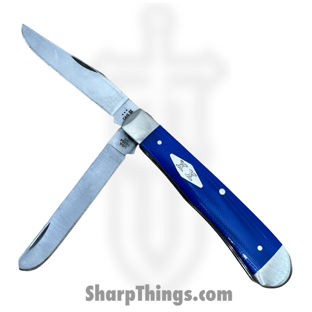 46943c58-78d5-4574-bf40-1123fb9d5731_CA16750_1.jpg Case Cutlery - CA16750 - Trapper - Folding Knife - Carbon Steel Polished Clip Spey - Smooth G10 - Blue - Image 1