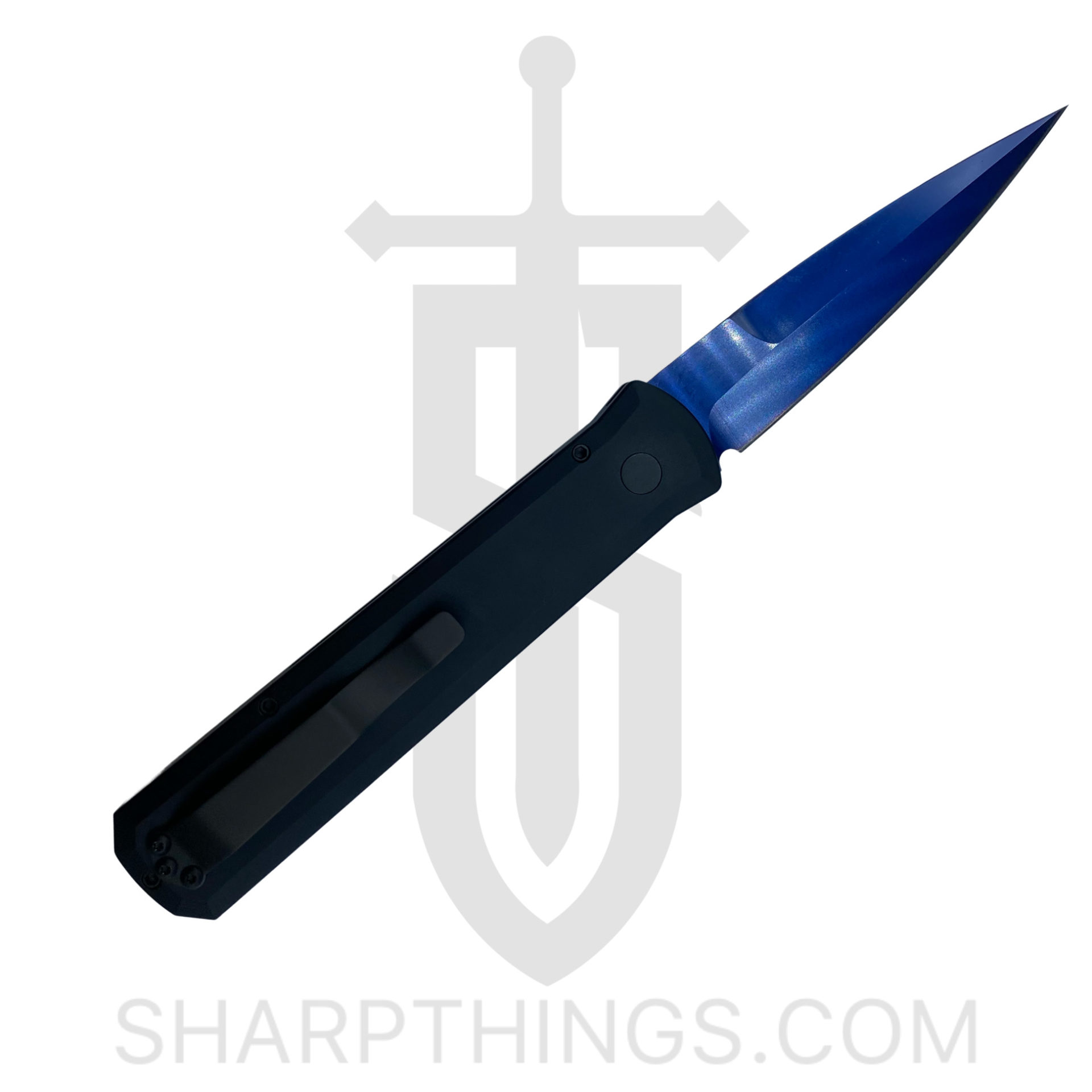 46c20121-53e6-458a-a0aa-210e94c27074_921-SB_1.jpg ProTech - 921-SB - Godfather - Automatic Knife - 154CM Satin Sapphire Blue Spear Point - 1 - Black - Image 1