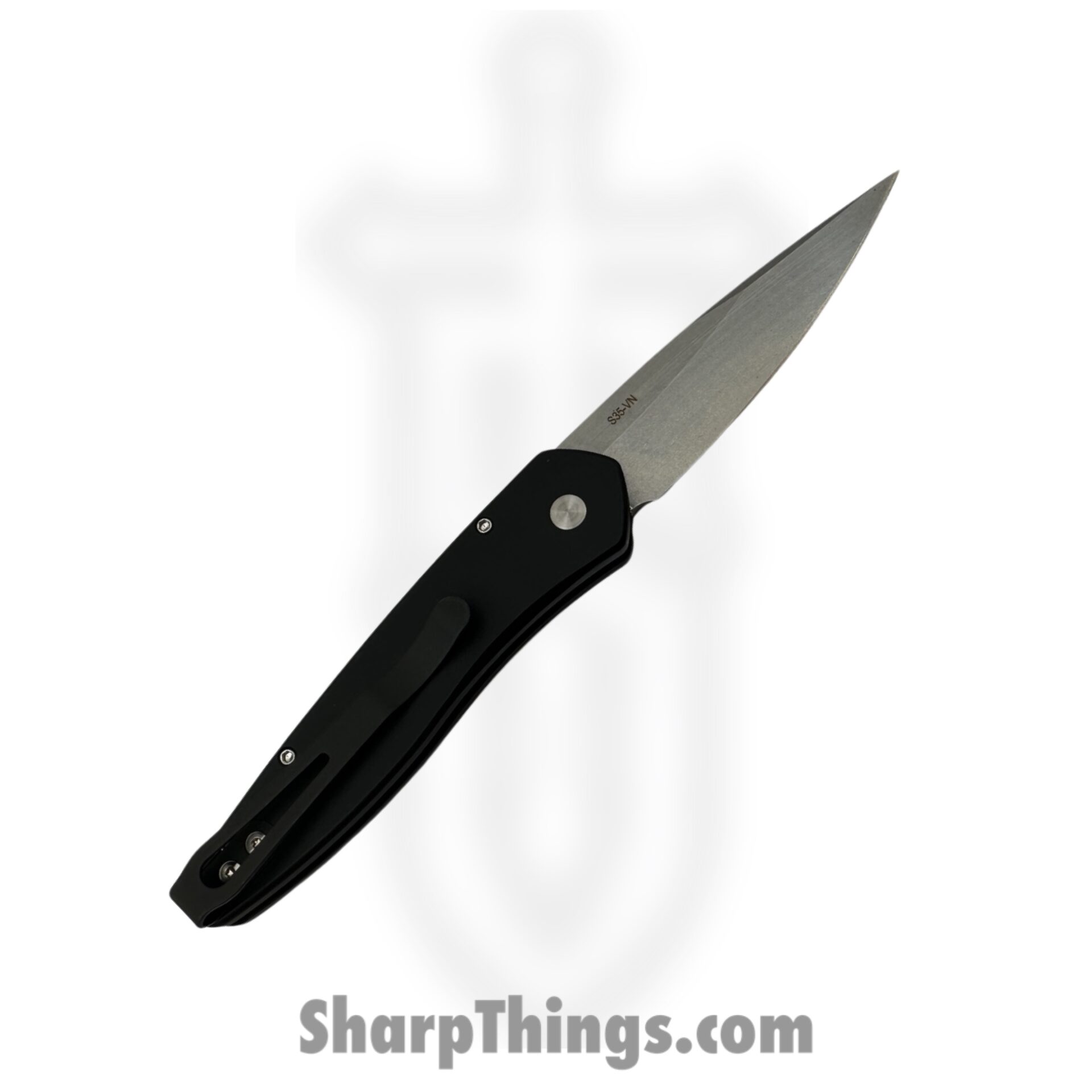 46d0d099-3a69-4f4a-a35b-bd8f7eb1aa78_3436_1.jpeg ProTech - 3436 - Newport - Automatic Knife - S35VN Stonewash Spear Point - 6061-T6 Aluminum 3D Wave Pattern - Black - Image 1