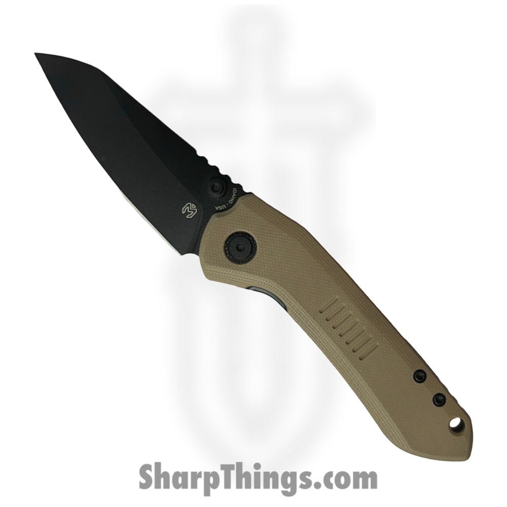 471eec89-a0cf-41c4-9c23-f957c1e0dd37_OVBKCKG10BKTN_1.jpg Millit Knives - OVBKCKG10BKTN - Overland Zirblast - Folding Knife - CPM S35VN Coated Reverse Tanto - G10 - Tan Black - Image 1