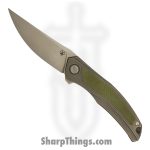 Shirogorov Knives - SHI-URS-QNL-GRNG10-M - Ursus Quantum - Folding Knife - Cromax PM Stonewash Upswept - Titanium G10 Inlay - Grey Green