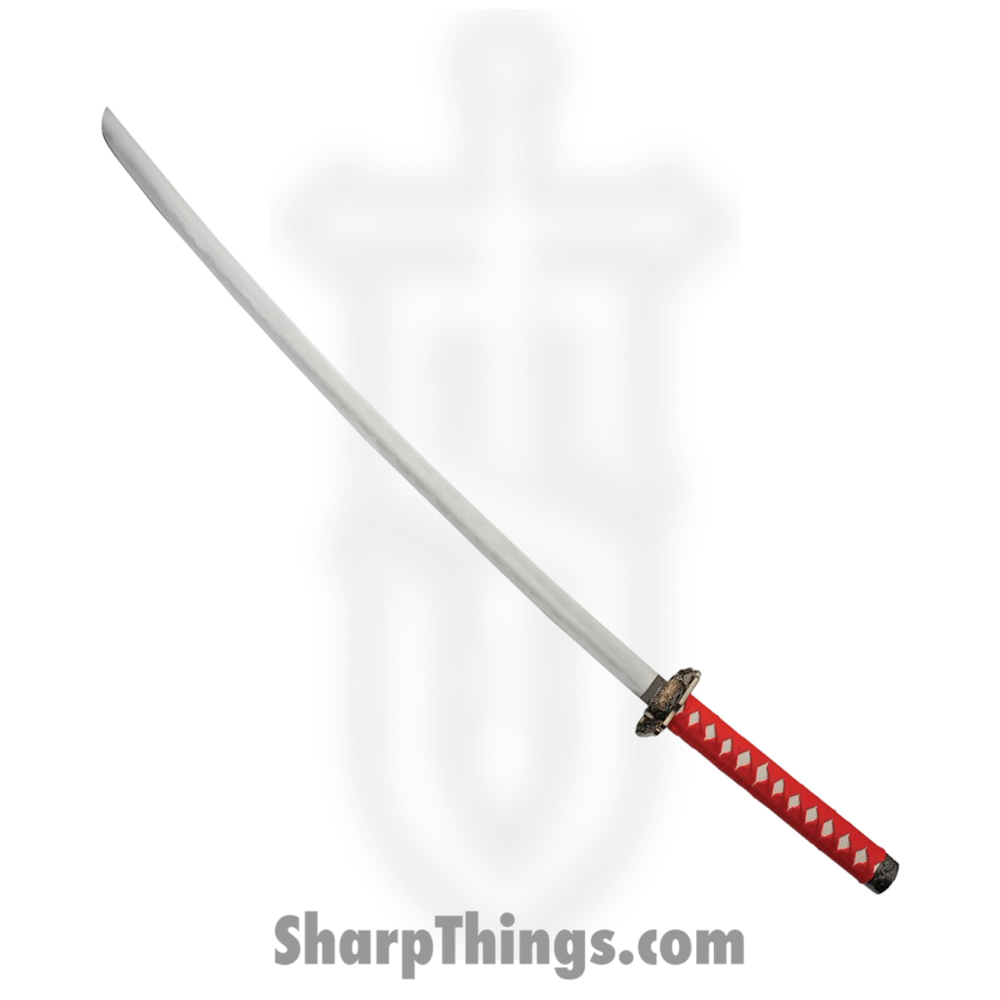48717bea-19ba-4255-bd51-6ce6be71f9e9_CN927030RD_1.jpg CMP - CN927030RD - Gold Dragon Samurai - Fixed Blade Knife - Carbon Steel Satin - Cord Wrapped - Red - Image 1