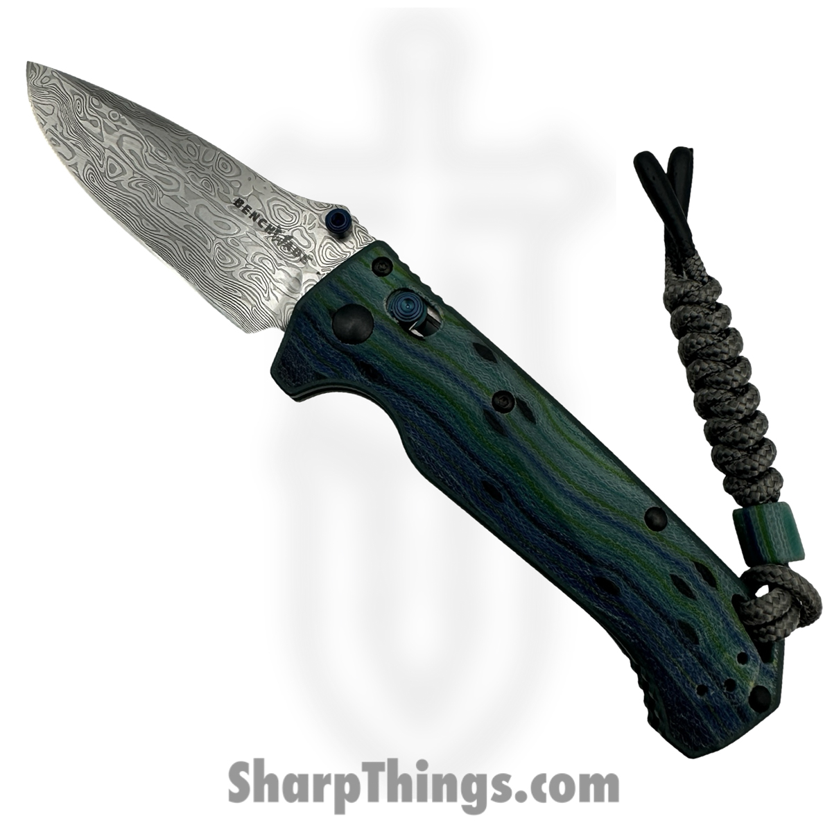 48a40bd5-f8df-49f0-bfab-b1fc6ff298dd_18065-2501_1.jpg Benchmade - 18065-2501 - Mini Adira - Folding Knife - Damasteel Bifrost Drop Point - G-Carta - Blue/Green - Image 1