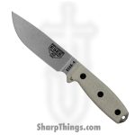 ESEE - ESEE-4P35V - Model 4 - Fixed Blade Knife - S35VN Stonewash Drop Point - Linen Micarta - Green