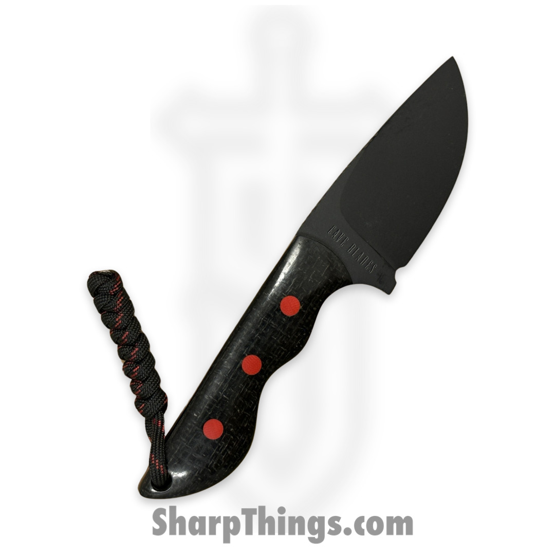 4916402a-c39a-44e1-9d07-275859145007_CBSamDP1023e_1.jpg Cave Blades - CBSamDP1023e - Samaritan - Fixed Blade Knife - 154CM Coated Drop Point - Micarta - Red Black - Image 1