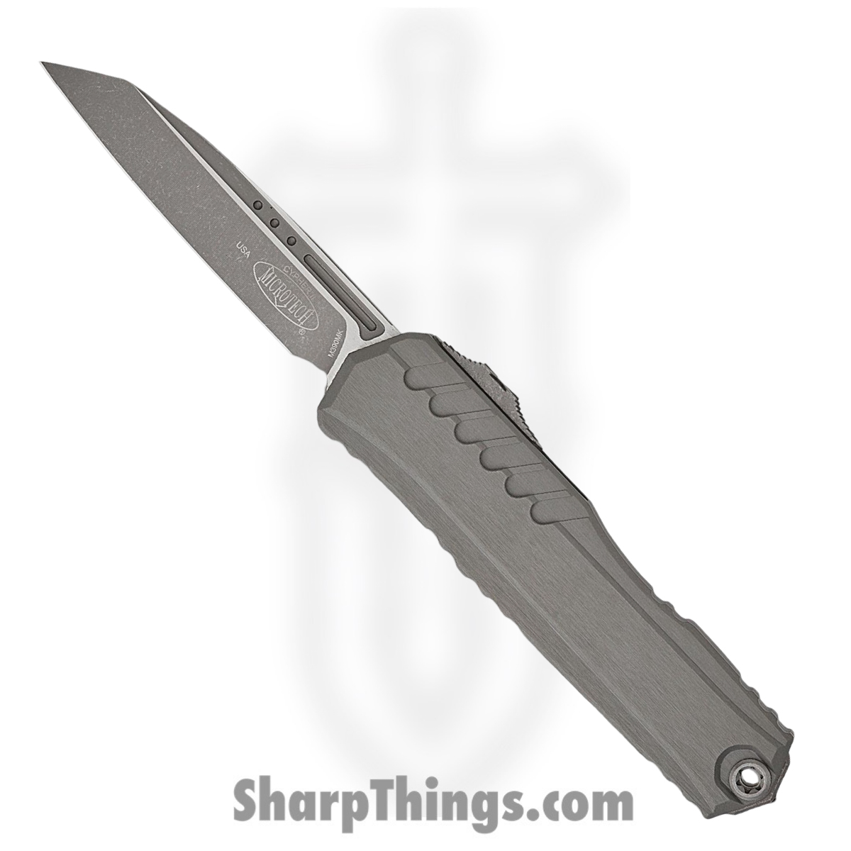 4927cab7-1157-4860-88f8-123900fa0f9c_1241-10APNC_1.jpg Microtech - 1241-10APNC - Cypher II - OTF Auto - M390MK Apocalyptic Reverse Tanto - 6061-T6 Aluminum - Natural - Image 1
