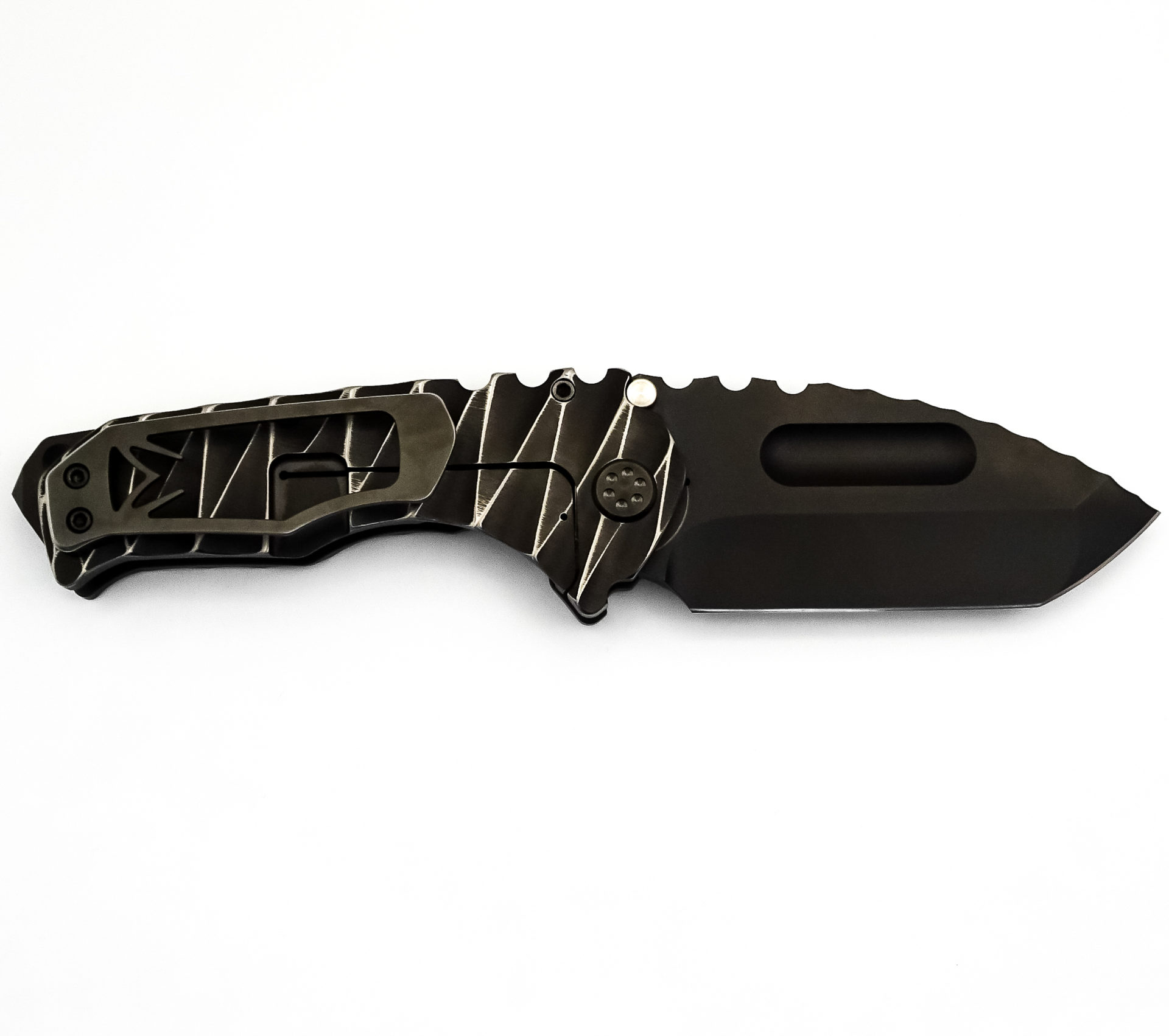 494ed392-7270-4773-868d-e53e13bd93d2_MK013SPT-30PV-TPCB-BP_1.jpg Medford Knife - MK013SPT-30PV-TPCB-BP - Praetorian Ti Tanto Blade - S35VN Titanium - Multi Color Lightning - Image 1