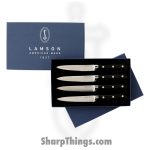 Lamson - 39268 - 4-Piece 5″ Premier Forged Serrated Steak Knives Set - 4116 Polished - G10 - Midnight Black
