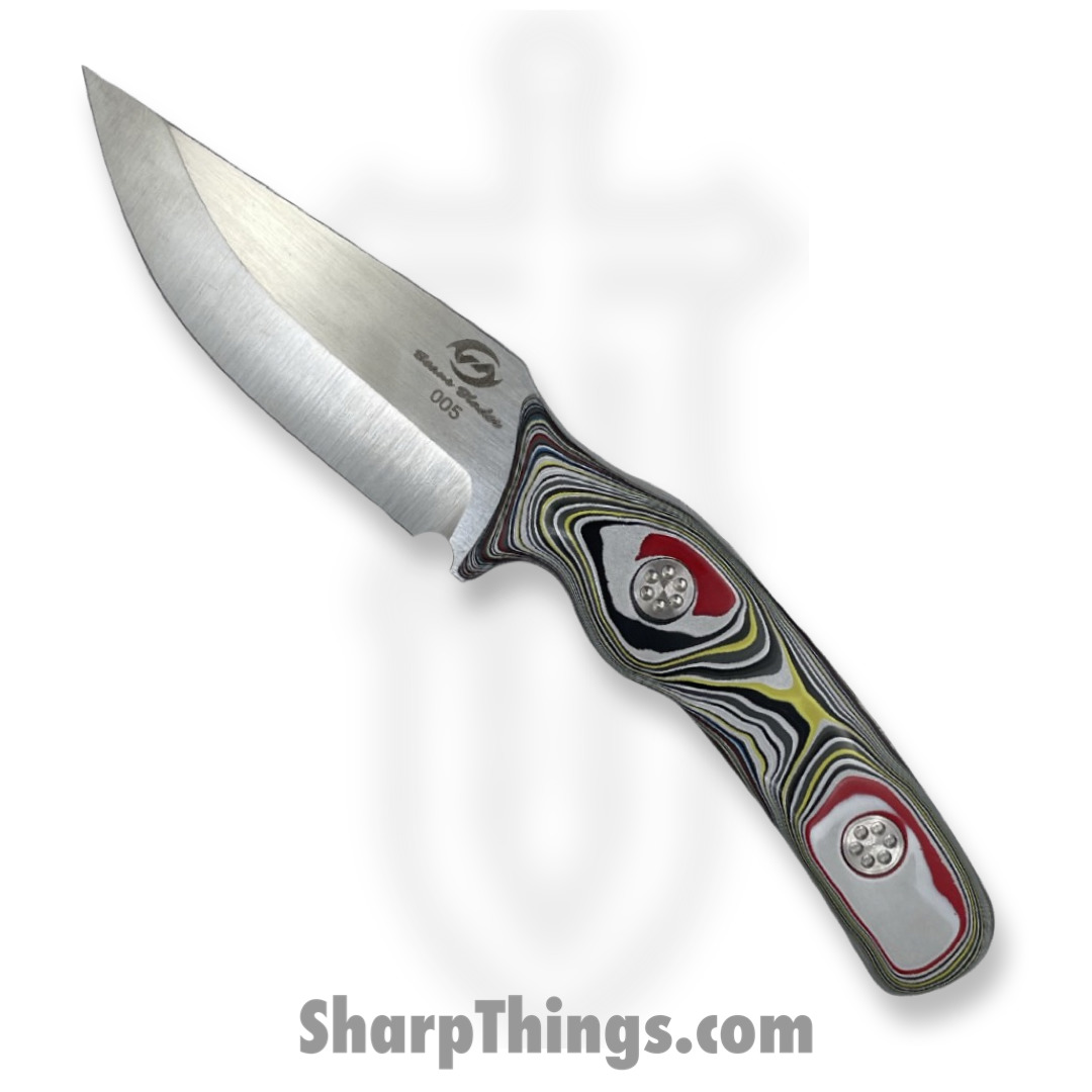 498d99f0-18a2-47b4-bdf2-d6d6afa97b6a_BBJavFordite_1.jpg Beans Blades - BBJavFordite - Javelin - Fixed Blade Knife - M390 Satin Drop Point - Fordite - Multi - Image 1
