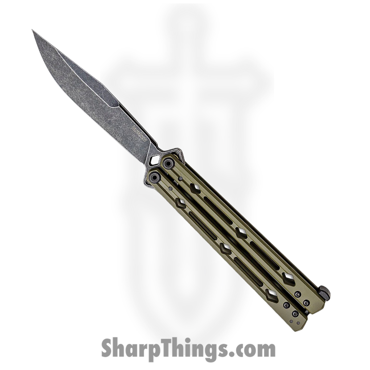 49a33a6c-7e49-4181-96ab-920a63869c14_5150RDBW_1.jpg Kershaw - 5150RDBW - Lucha - Balisong - 14C28N Blackwash Clip Point - Steel - Red - Image 1