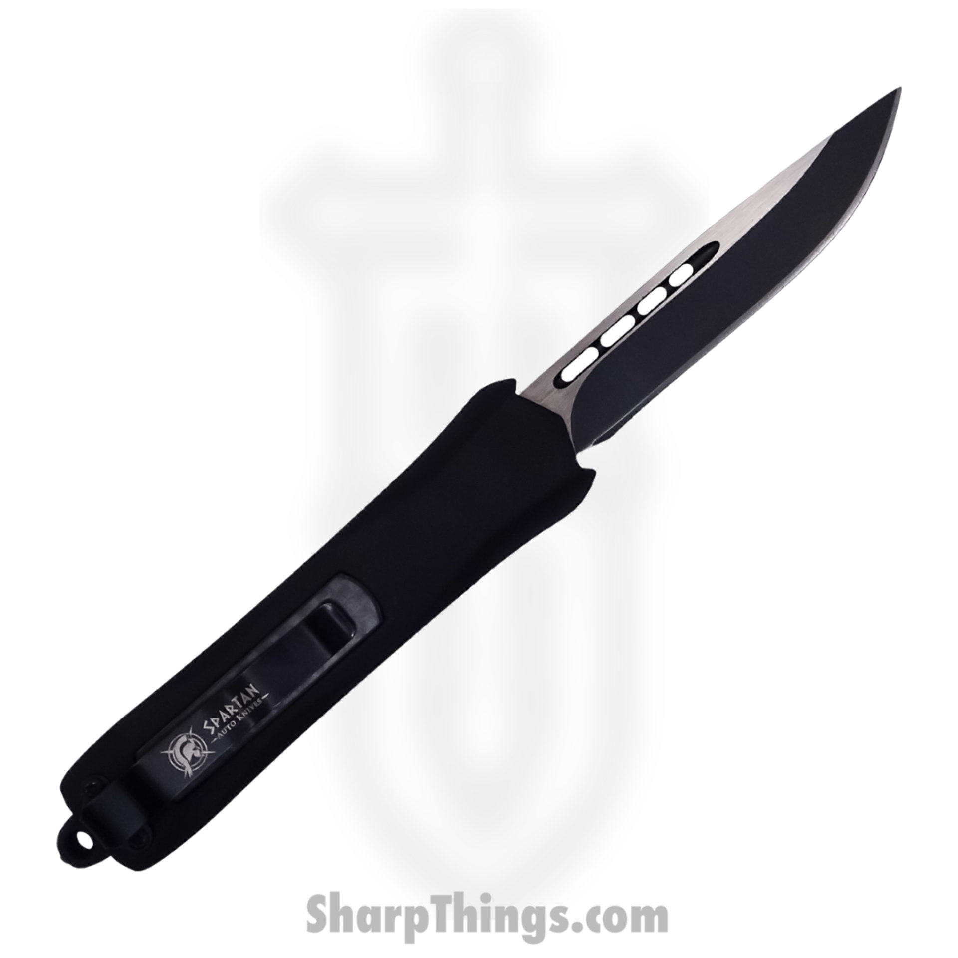 4a236821-c1eb-4724-a42f-6045206b4336_SBA163DPBK_1.jpg Steel River Knives - SBA163DPBK - Mini Sidewinder OTF Auto - 440 2 Tone Drop Point - Black - Image 1