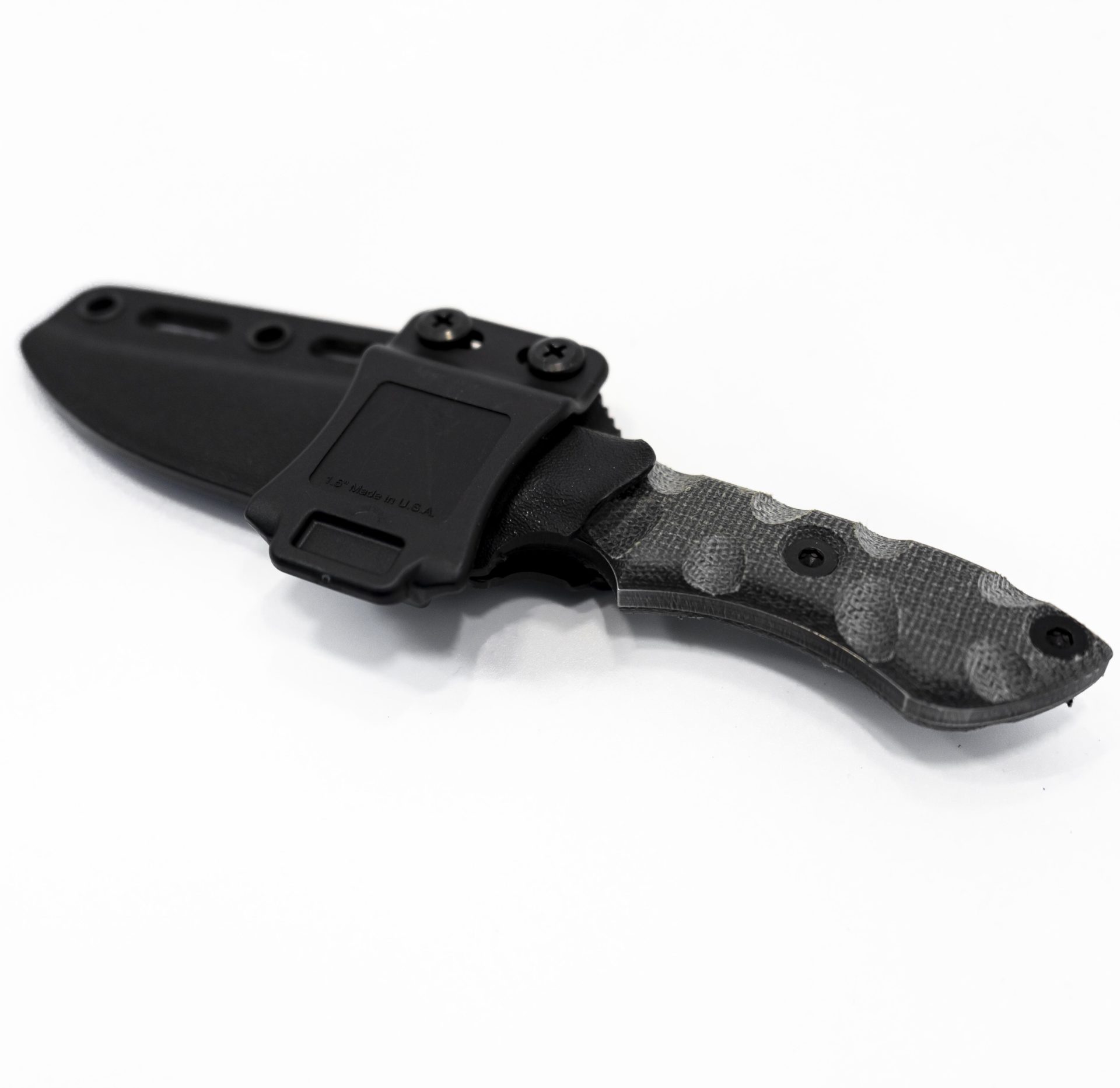 4b18cd7b-3d0e-498c-81c3-34e0927ead88_StrikerBlkMGG_1.jpg T.Kell Knives - StrikerBlkMGG - Striker - Fixed Blade Knife - 1095 Nickle Boron Coated Clip Point - Micarta - Black Premium Grenade Grip - Image 1