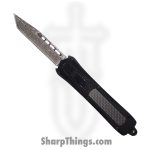 Steel River Knives - sba163tddbk - Mini Sidewinder OTF Auto - 440c Damascus Tanto - Aluminum - Black