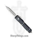 Microtech - 122-12 - Ultratech Serrated - OTF Auto - Stonewash Dagger - 6061-T6 Aluminum - Black