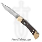 Buck - BU110BRSA-B - 110 Auto - Automatic Knife - 420HC Satin Clip Point - Ebony Wood with Brass - Black/Brass