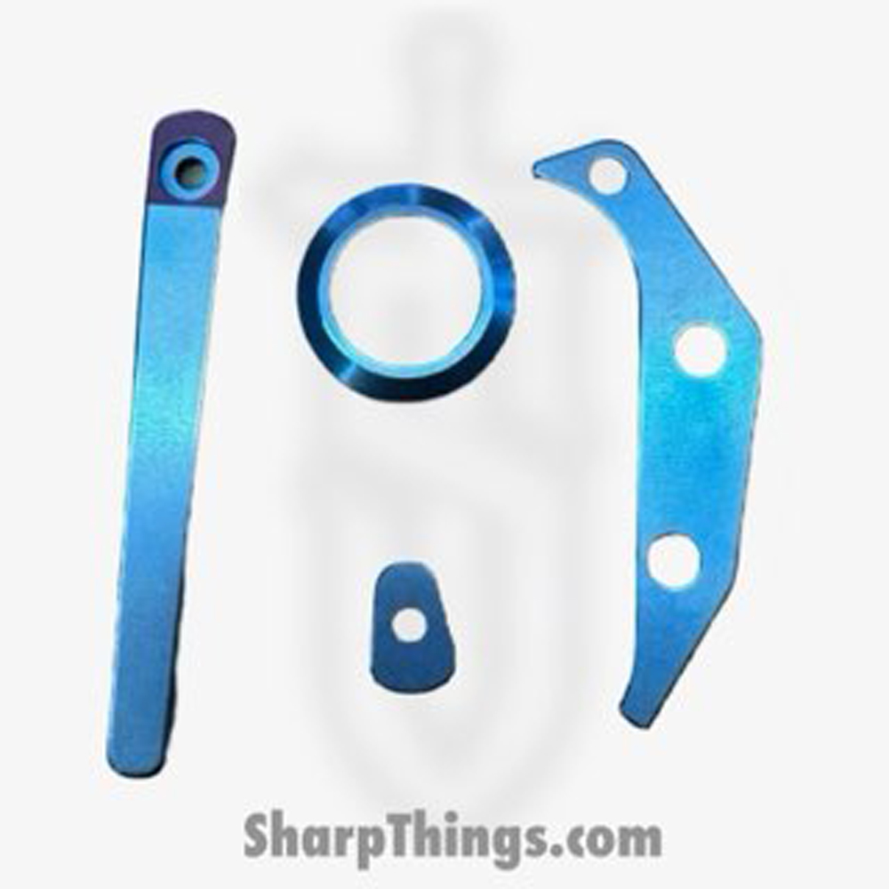 4e1712d2-0e91-49a0-bb43-472a2f06ca03_AK-TRUF-AC-SABL_1.jpg Aurora Knife and Tool - AK-TRUF-AC-SABL - Truffels Accent Set - Backspacer Pivot Collar Pocket Clip and Clip Filler - Titanium - Satin Blue - Image 1