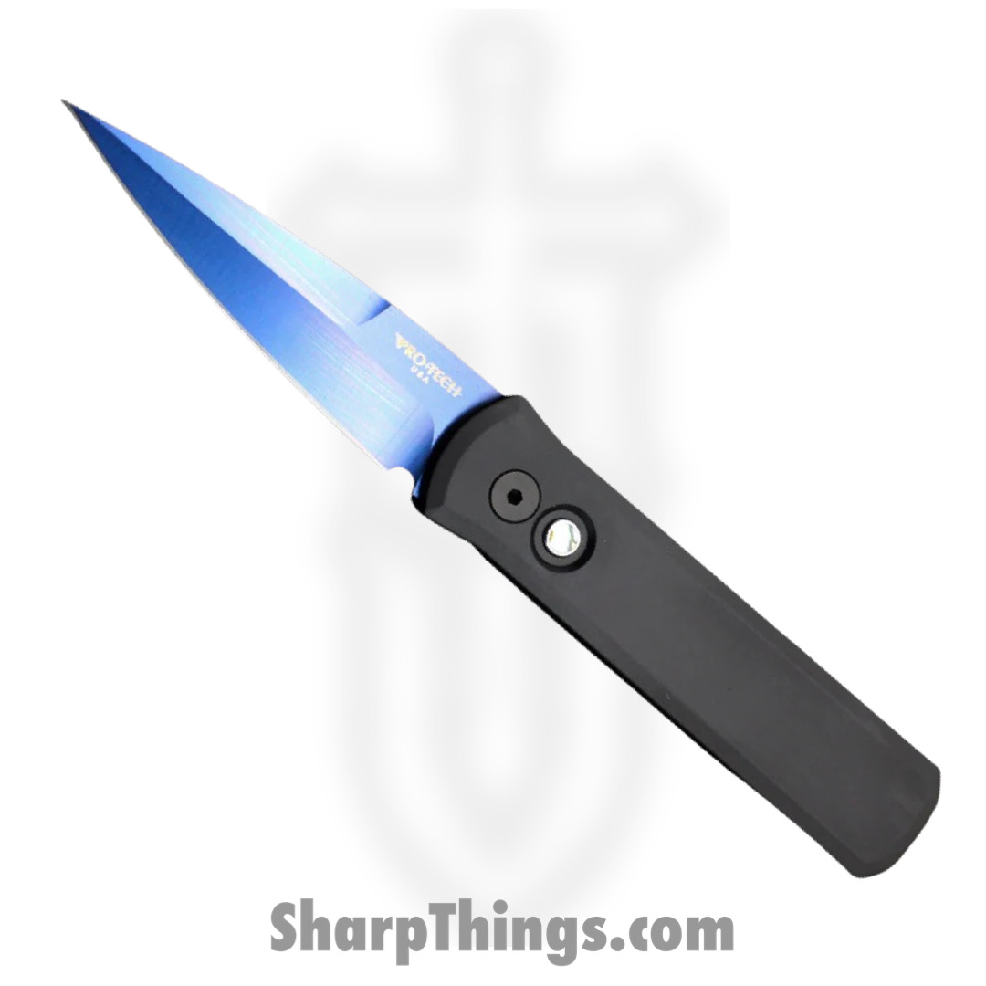 4e366f5e-464d-4743-8a5d-ab99abca0122_721-SB_12.jpg ProTech - 721-SB - Godson - Automatic Knife - 154CM Sapphire Blue Spear Point - 6061-T6 Aluminum - Black - Image 1