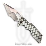 Attention 2 Detail Mercantile - A2DMK1CLBW - Mark 1 Medium - Folding Knife - S30V Satin Batwing - Chain Link Titanium - Natural