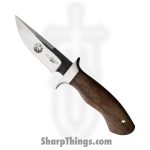 BenJahmin Knives - BKA032 - Brute De Forge Hunting Knife - Fixed Blade Knife - Stainless Satin Drop Point - Wood - Brown
