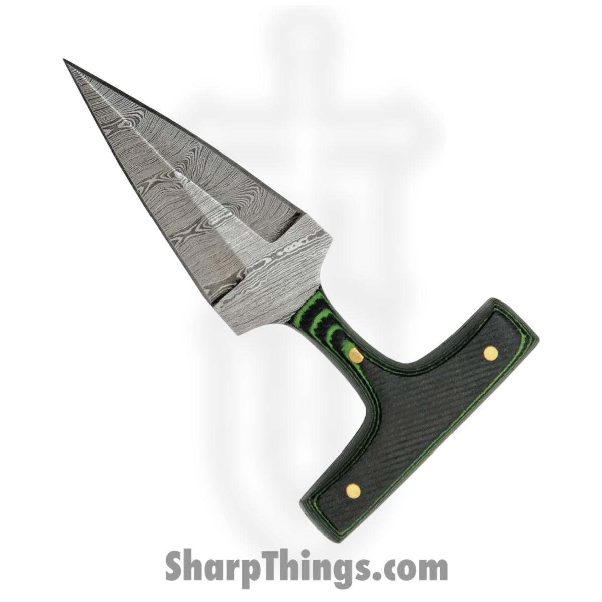 5080959f-900e-4318-a350-f9632df98649_DM1317GN_1.jpg Damascus - DM1317GN - Push Dagger - Fixed Blade Knife - Damascus Damascus Dagger - Micarta - Green - Image 1