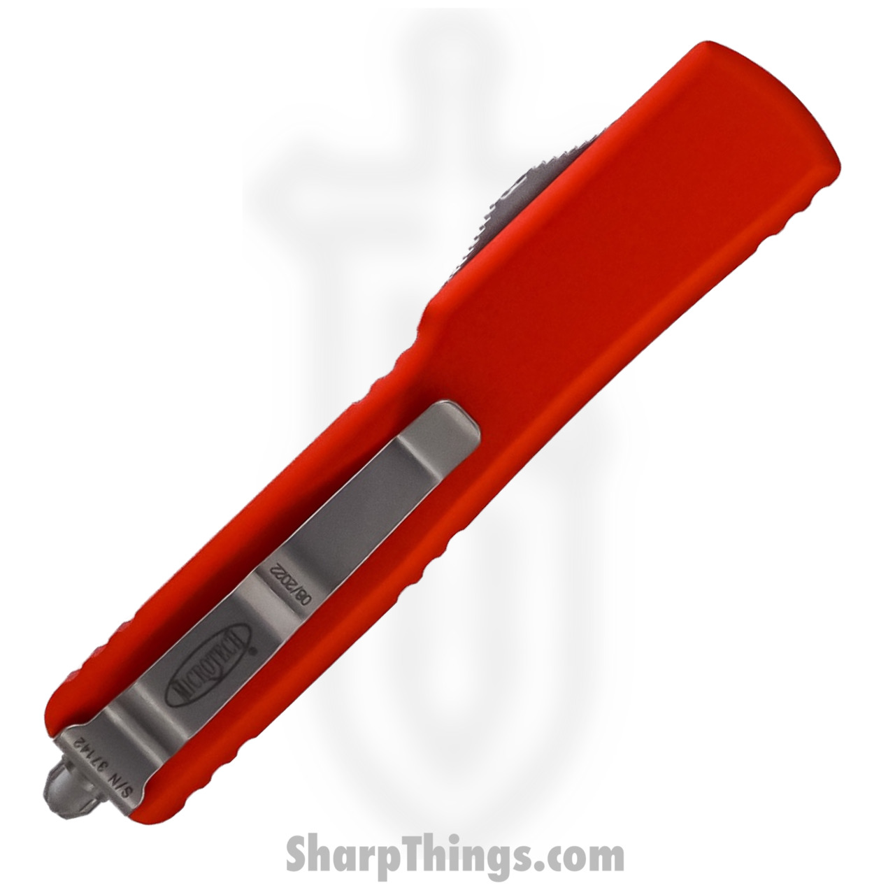 509abf68-db5e-4e4d-88e9-6e2913164fca_147-10OR_1.jpg Microtech - 147-10OR - UTX-70 - OTF Auto - Elmax, M390, 204P Stonewash Dagger - 6061-T6 Aluminum - Orange - Image 1
