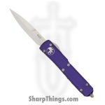 Microtech - 120-4PU - Ultratech - OTF Auto - M390 Satin Bayonet - 6061-T6 Aluminum - Purple