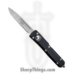 Microtech - 121-5 - Ultratech - OTF Auto - M390, 204P, Elmax, or XHP Satin Drop Point P/S - Aluminum - Black