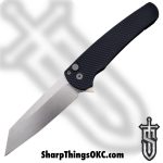 ProTech - 5205 - Malibu - Folding Knife - CPM-20CV Stonewash Reverse Tanto - Aluminum - Black