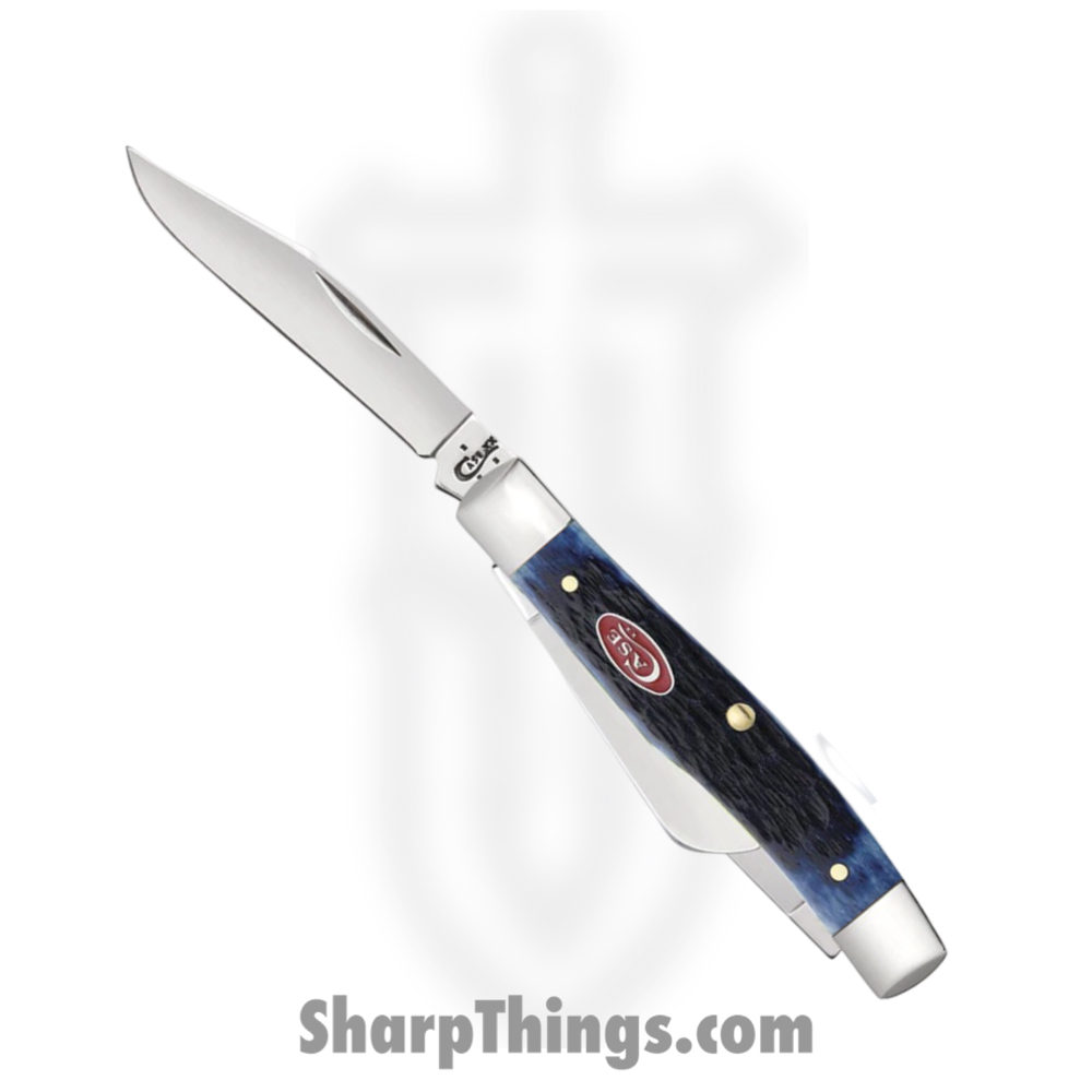 521296b2-aa93-4fbe-a609-7a2117b22120_CA07049_1.jpg Case Cutlery - CA07049 - Medium Stockman - Folding Knife - Tru-Sharp Stainless Polished Clip Sheepfoot Pen - Rogers Jigged Bone - Navy Blue - Image 1